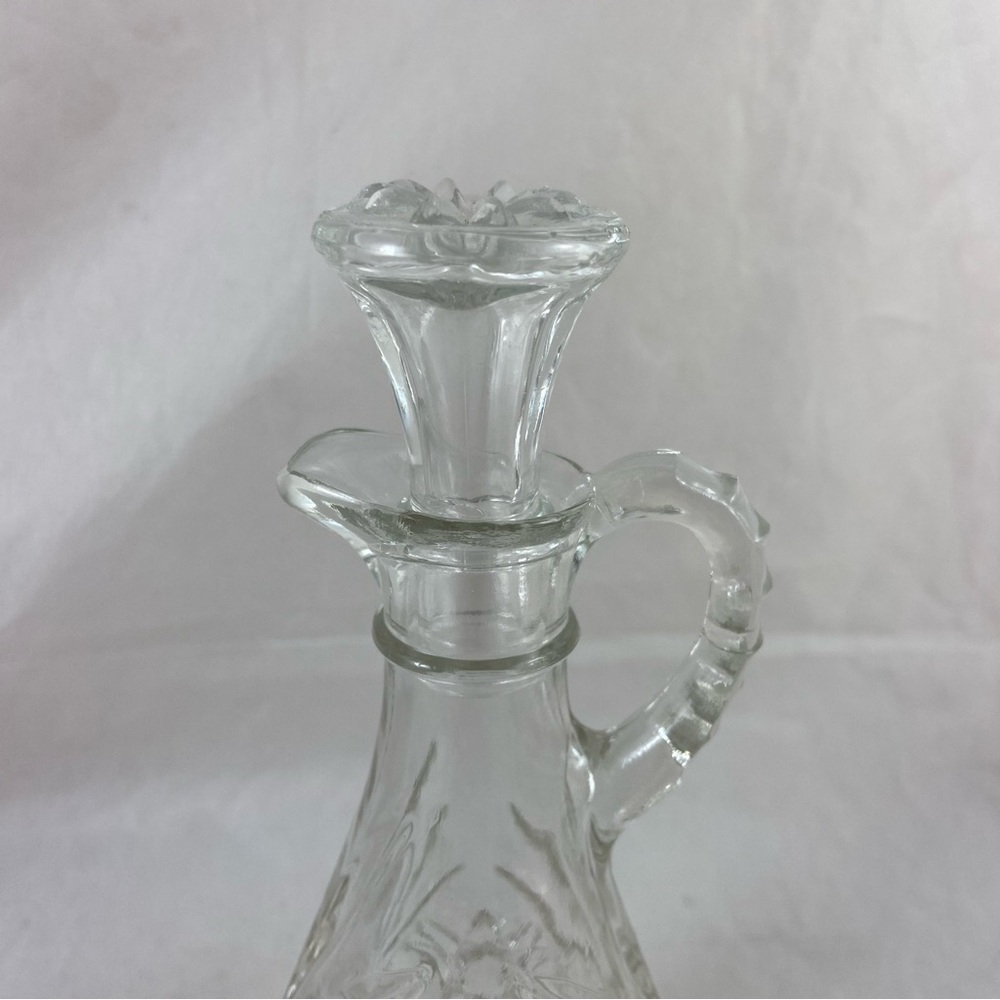Anchor Hocking Vtg Star of David Glass Oil Vinegar Cruet Set w/ Stopper 7.5” T - Picture 7 of 13